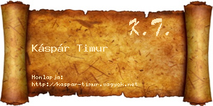 Káspár Timur névjegykártya